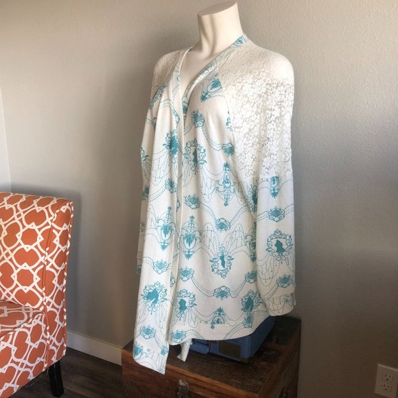 DISNEY Little Mermaid Ariel Open Front Cardigan Lace Detail 4 - Picture 2 of 9